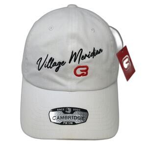Cambridge Baseball Cap White One Size Village Meridian Embroidered Slideback Hat